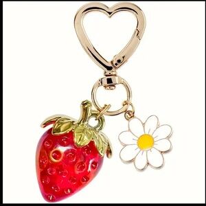 Strawberry and Daisy Keychain